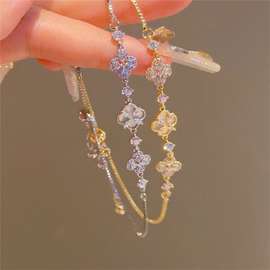 Four-Leaf Clover Flower Dainty Stainless Steel Bracelets