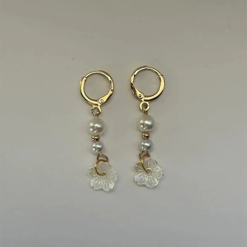 Coquette Pearl Bead Flower Earrings