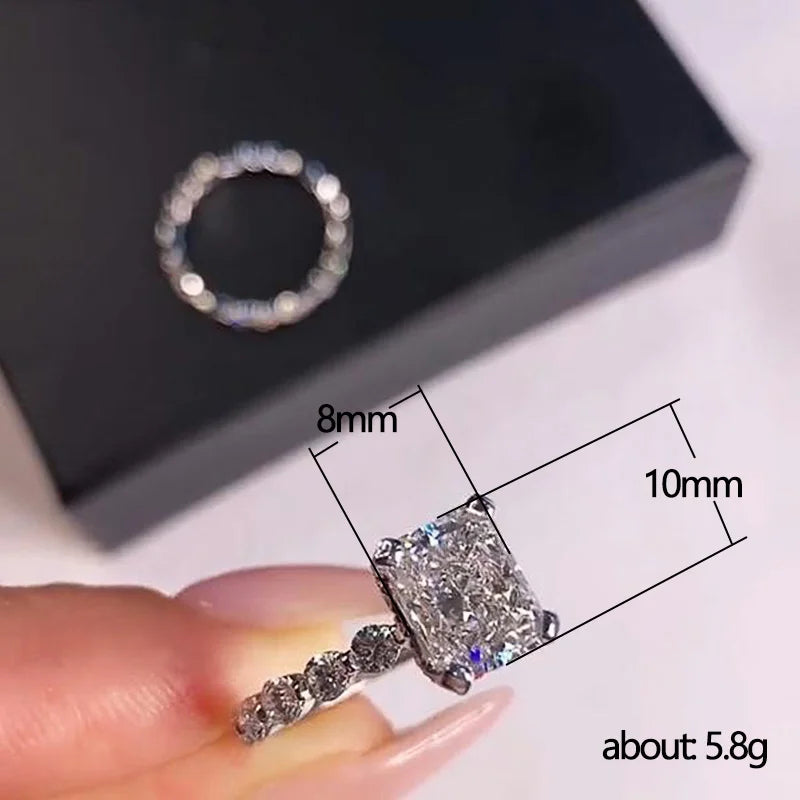 Brilliant Square White Cubic Zirconia Rings Set