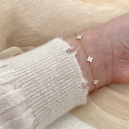 Four-Leaf Clover Flower Dainty 925 Silver Plated Bracelets