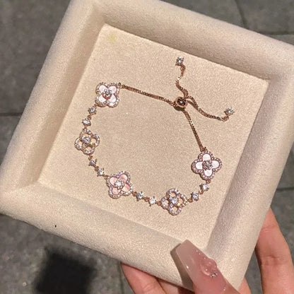 Four-Leaf Clover Flower Stainless Steel Bracelets