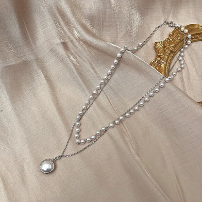 Coquette Layered Pearl Pendant Necklaces