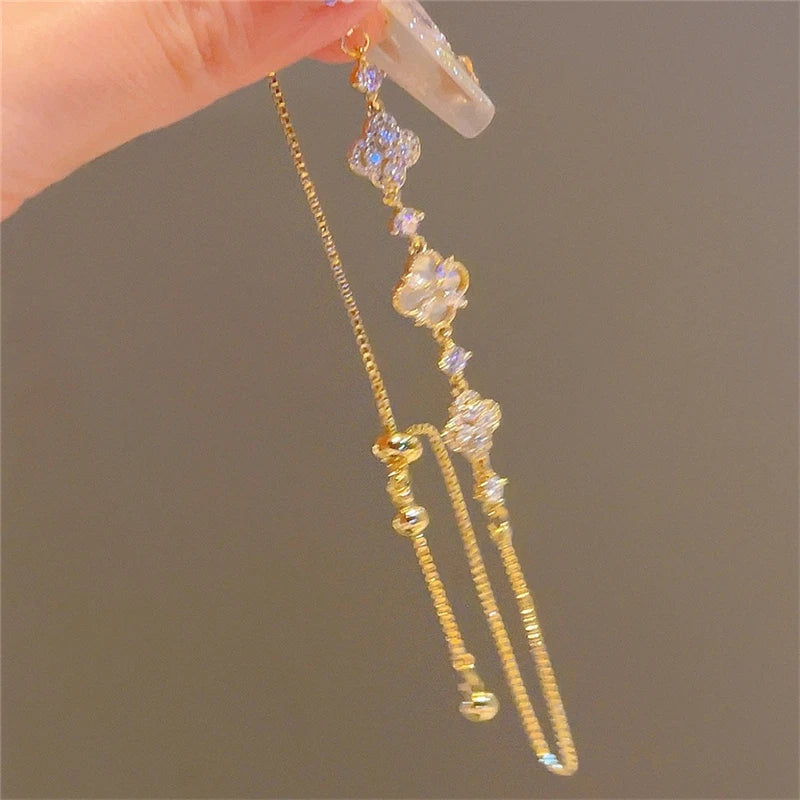 Four-Leaf Clover Flower Dainty Stainless Steel Bracelets