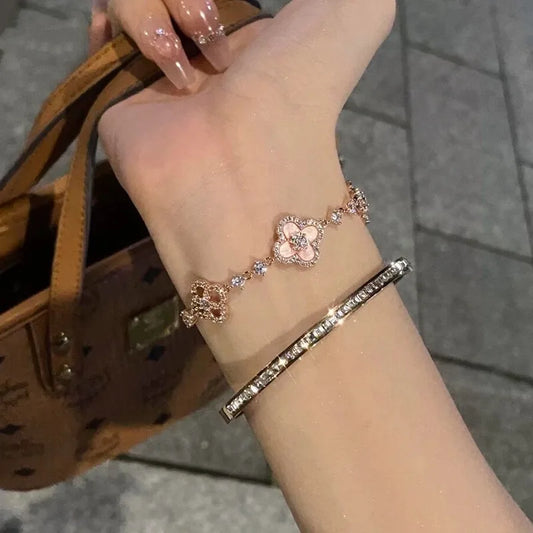 Four-Leaf Clover Flower Stainless Steel Bracelets