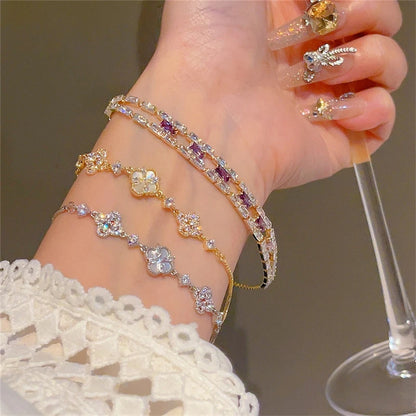 Four-Leaf Clover Flower Dainty Stainless Steel Bracelets