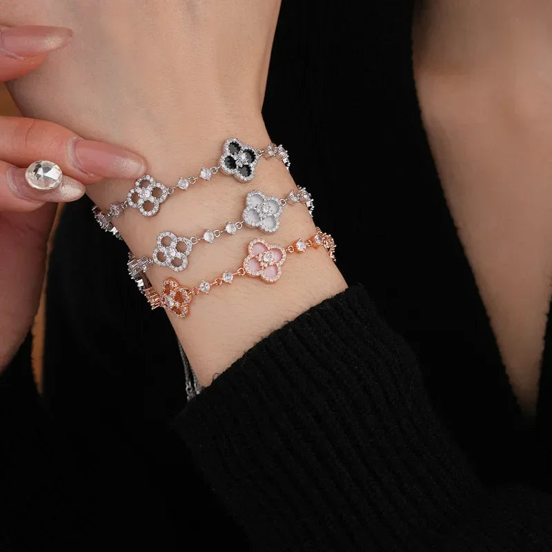 Four-Leaf Clover Flower Stainless Steel Bracelets
