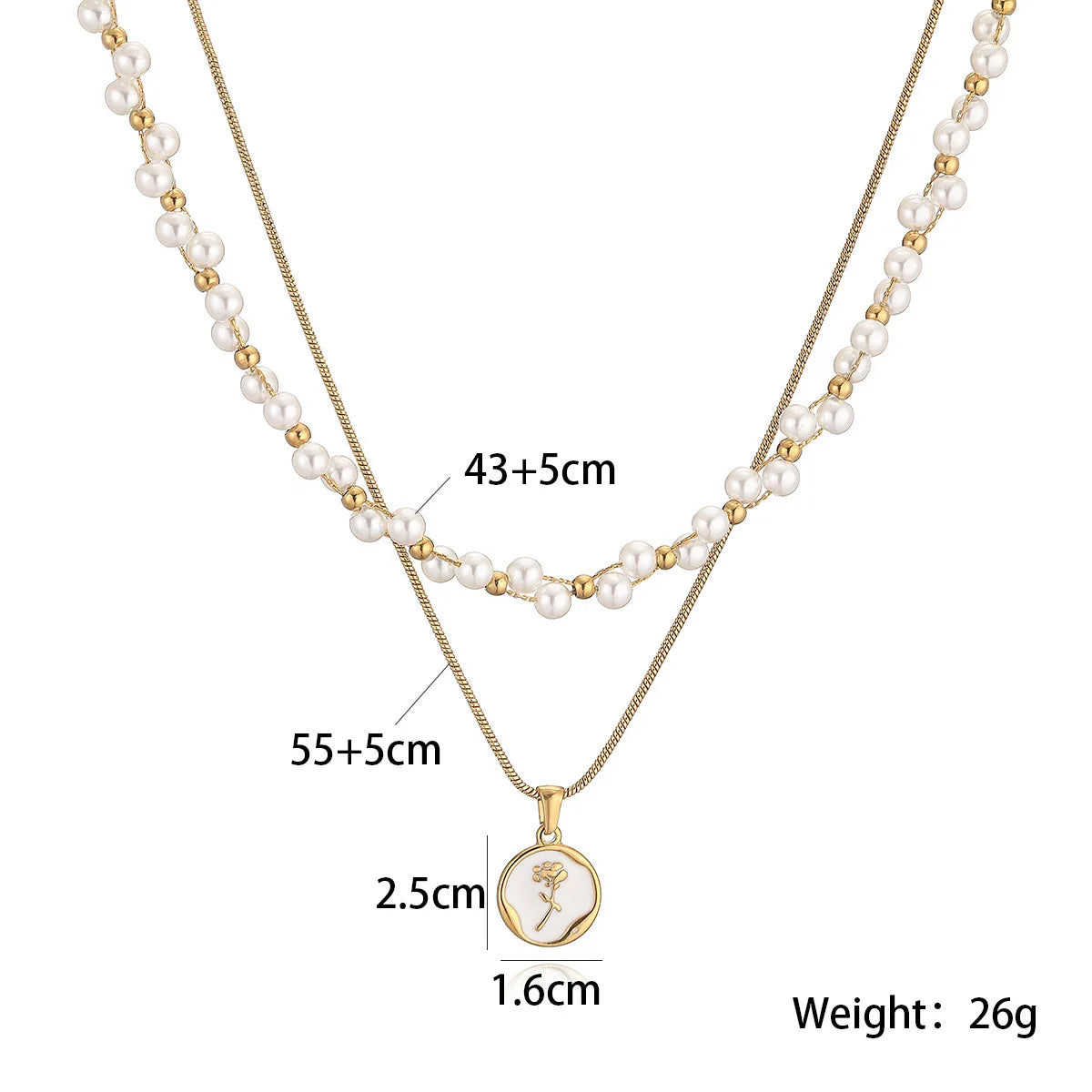 Coquette Double Layered Pearl Rose Pendant Necklace