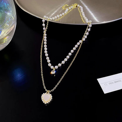 Coquette Layered Pearl Pendant Necklaces