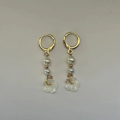 Coquette Pearl Bead Flower Earrings