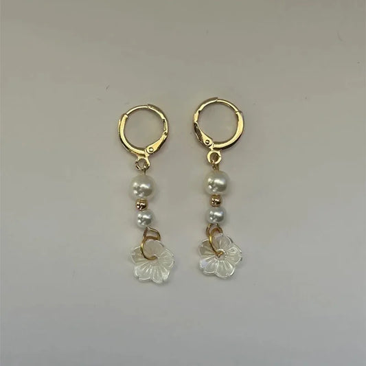 Coquette Pearl Bead Flower Earrings